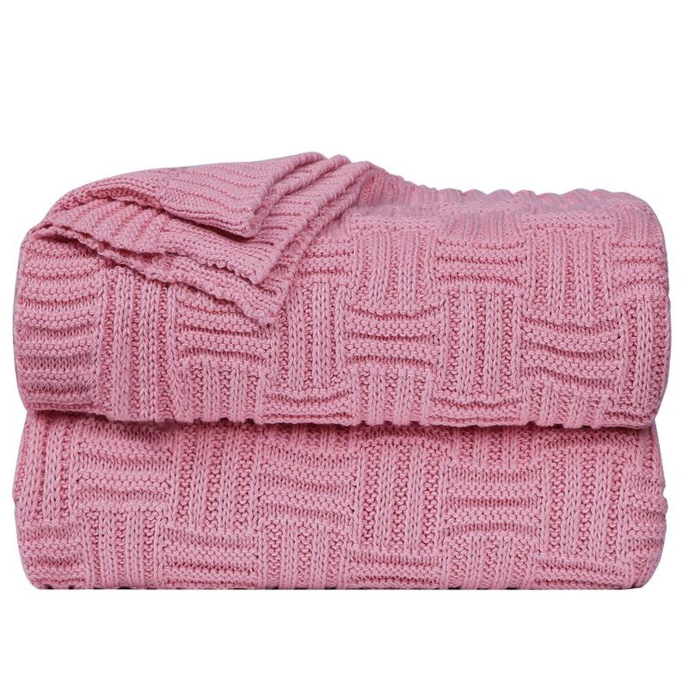 100% Cotton Throw Blanket Soft Lightweight Couch Blankets 50"x 60" Pink